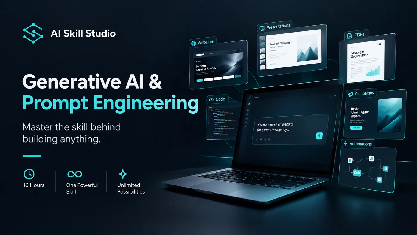 AI Skill Studio: Generative AI and Prompt Engineering, with websites, presentations, PDFs, code, campaigns and automations